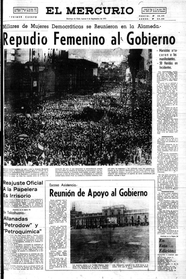 Portada El Mercurio, 6 de septiembre de 1973