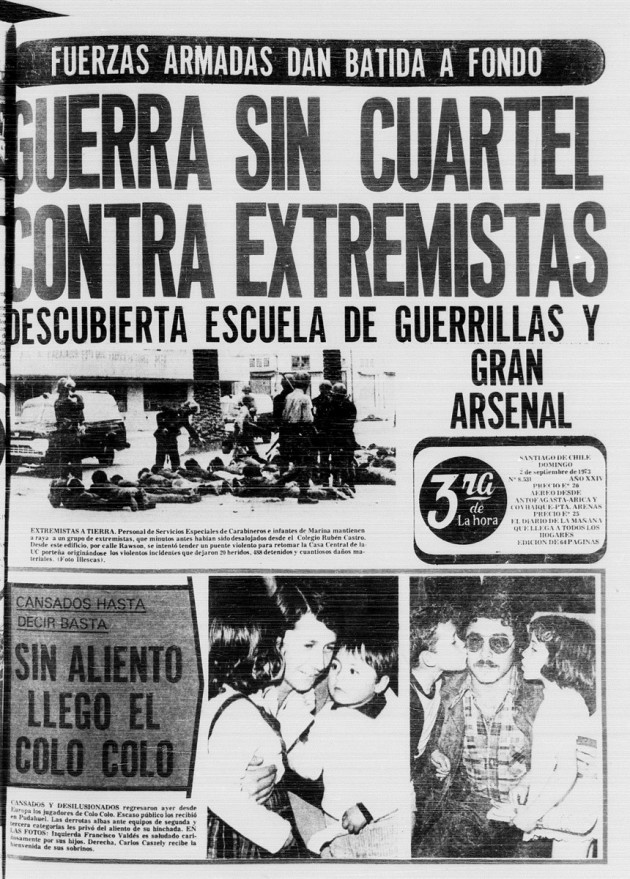 Portada La Tercera, 2 de septiembre de 1973