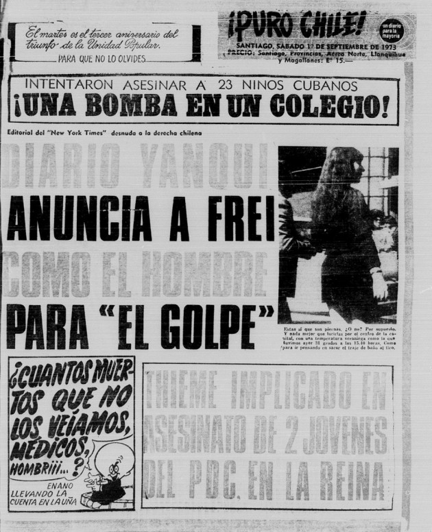 Portada Puro Chile, 1 de septiembre de 1973