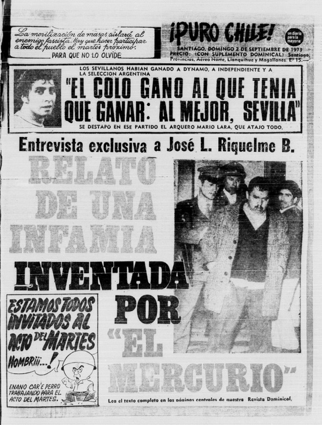 Portada Puro Chile, 2 de septiembre de 1973