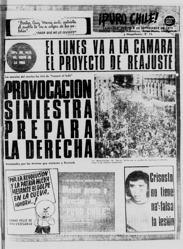 Portada Puro Chile, 6 de septiembre de 1973