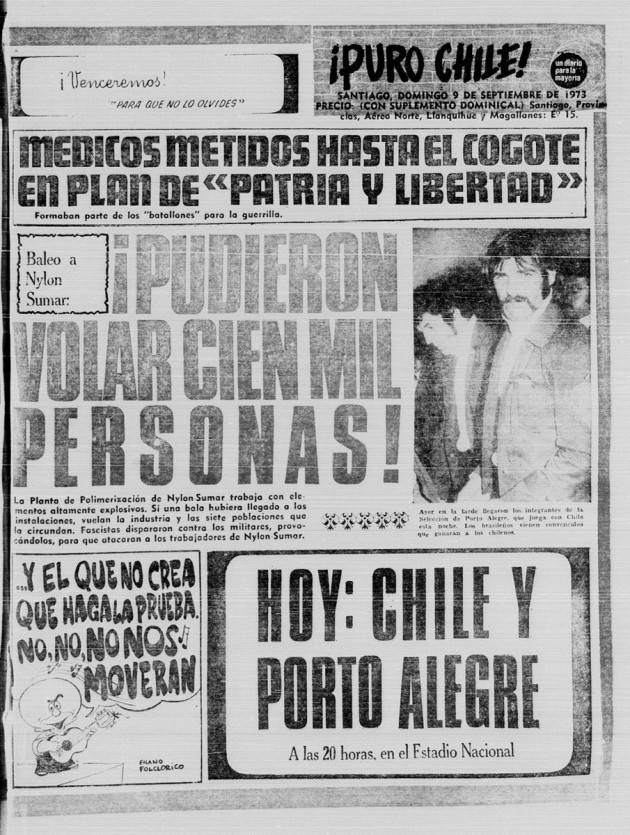 Portada Puro Chile, 9 de septiembre de 1973