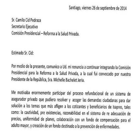 Presidente de Colmena explica su renuncia a la Comisión de 
