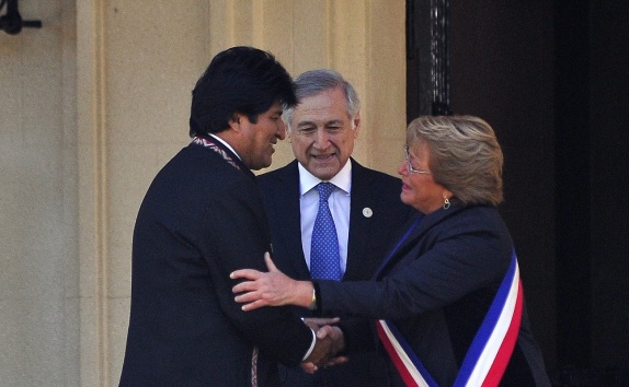 Evo Morales, Heraldo Muñoz, Michelle Bachelet