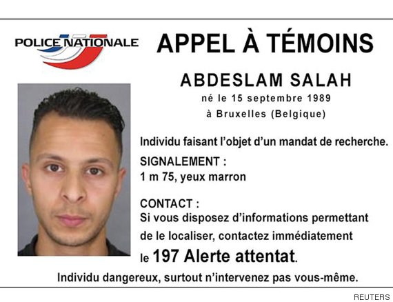 Handout picture shows Belgian-born Abdeslam Salah seen on a call for witnesses notice released by the French Police Nationale information services on their twitter account