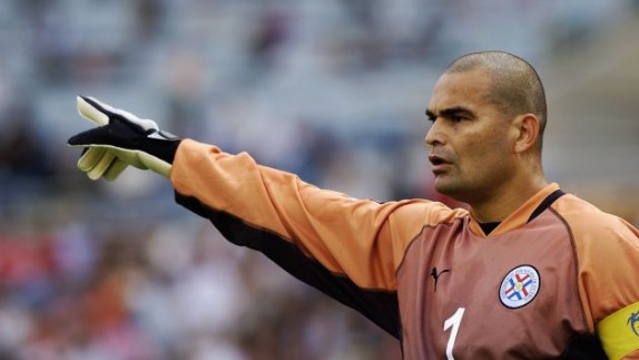 SEOGWIPO - JUNE 15: Jose Luis Chilavert of Paraguay during the Germany v Paraguay, World Cup Second Round match played at the Seogwipo-Jeju World Cup Stadium in Seogwipo, South Korea on June 15, 2002. (Photo by Shaun Botterill/Getty Images)