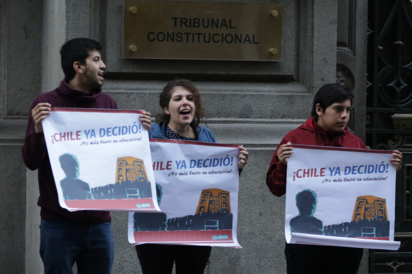 FOTOS | Estudiantes se manifestaron y encadenaron frente al Tribunal Constitucional