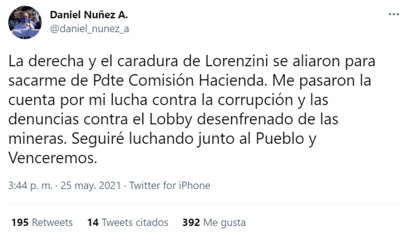 Daniel Núñez comisión Hacienda