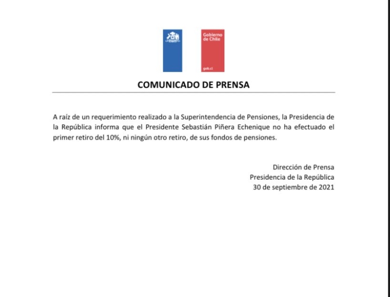 Piñera retiro fondos