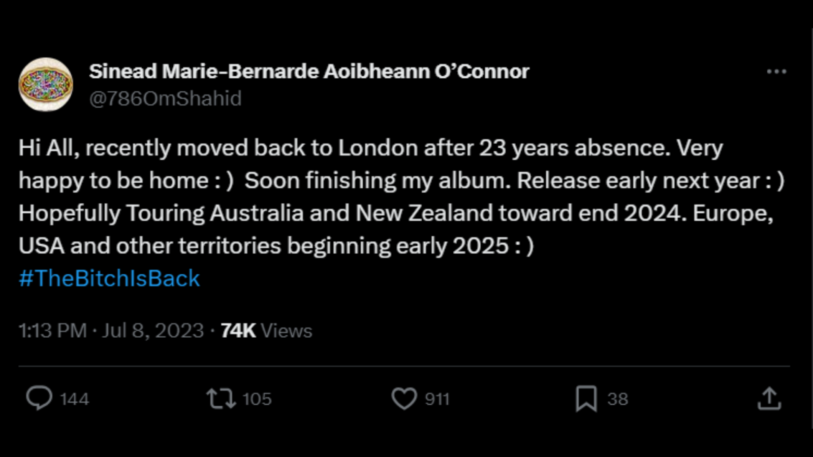 Seis meses después se determina de qué murió la cantante Sinéad O’Connor
