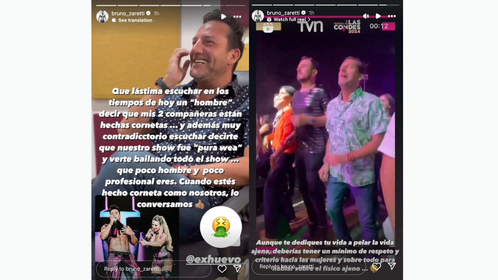 Daniel Fuenzalida Axé Bahía conflicto. Historia de Instagram.