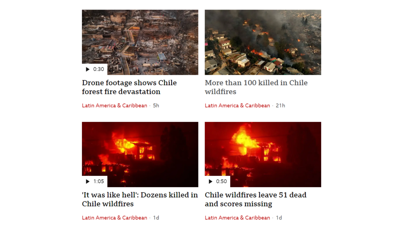 incendios en Valparaíso: la BBC haciendo referencia a Chile 
