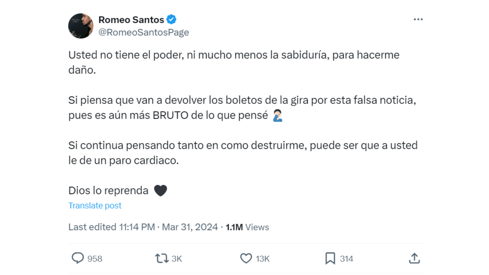 Romeo Santos paro